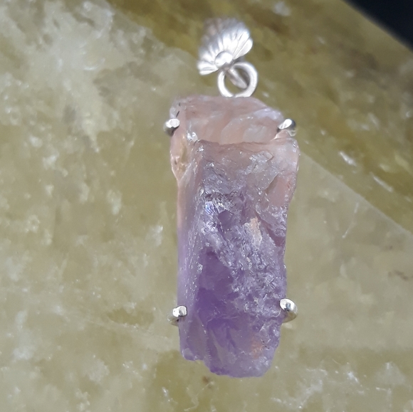 Natural Rough Ametrine Sterling Silver Pendant - Picture 4 of 4